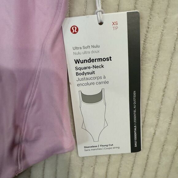 Lululemon Wundermost Square-Neck Sleeveless Thong Bodysuit Nulu Sz XS Pink NWT - Picture 2 of 13